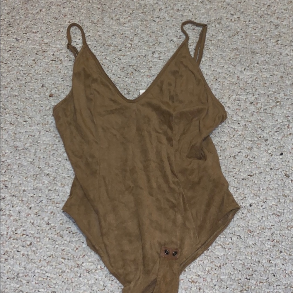 Brown velvety soft bodysuit